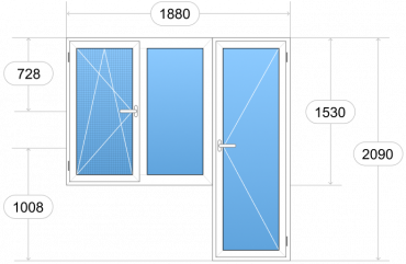 Балконный блок 1880x2090 (дверь справа)